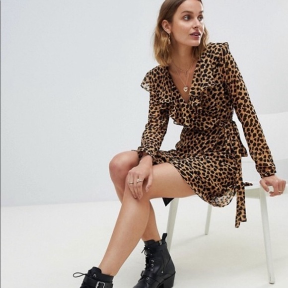 Free People Frenchie Animal Leopard Print Wrap Dress Size XS - Picture 2 of 12